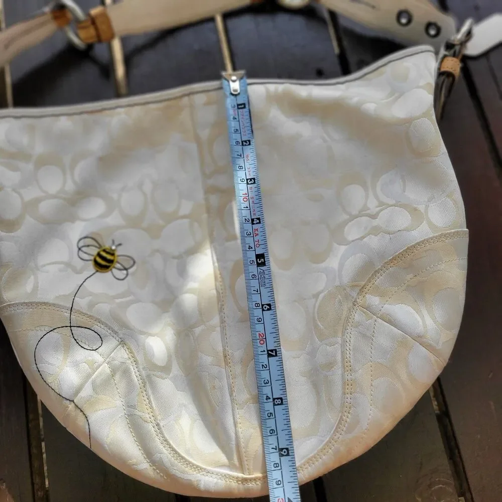 RARE Coach Y2K Optic White Signature C Bumble Bee Small Hobo Bag 5065
